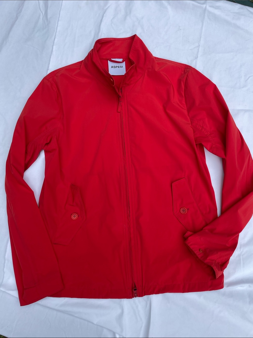 Aspesi Bright Red Zip-Up Harrington Jacket